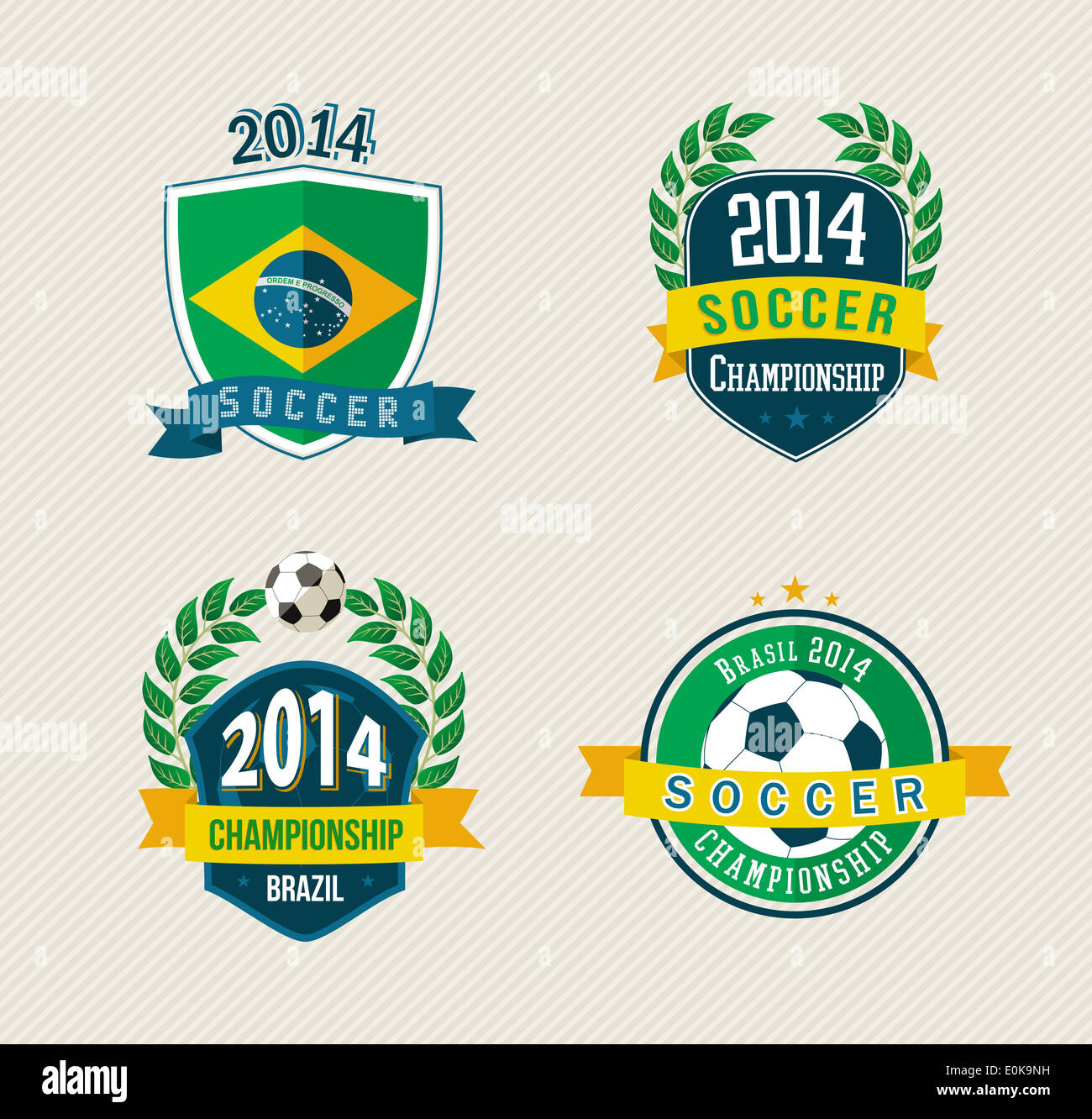 Set of vintage Brazil soccer champions labels. EPS10 vector organized in layers for easy editing. Stock Photo
