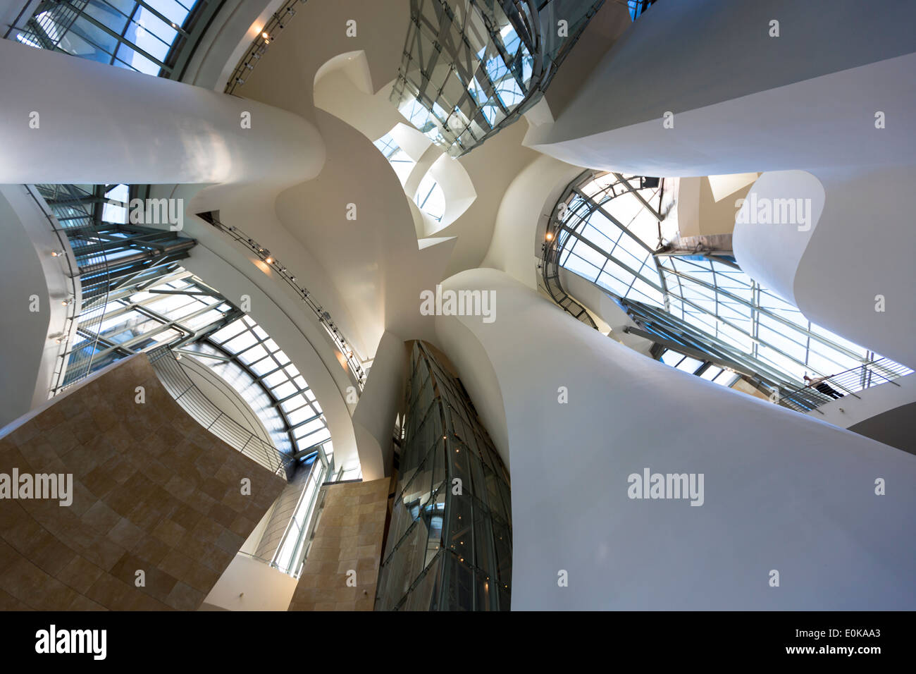 Architect Frank Gehry's Guggenheim Museum futuristic architectural design interior at Bilbao, Basque country, Spain Stock Photo