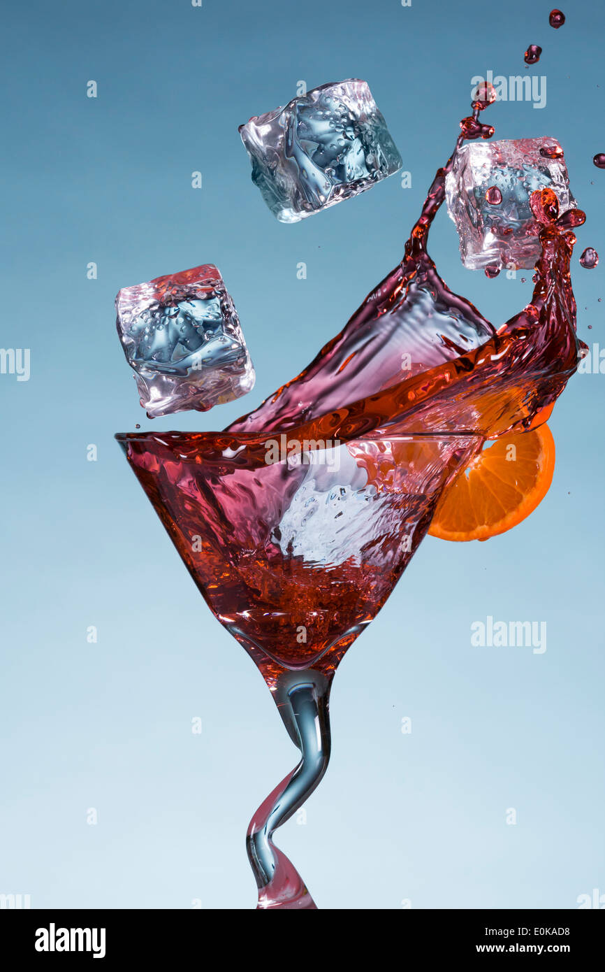 Ice Cubes Splashing in a Cool, Refreshing Drink Stock Photo - Alamy
