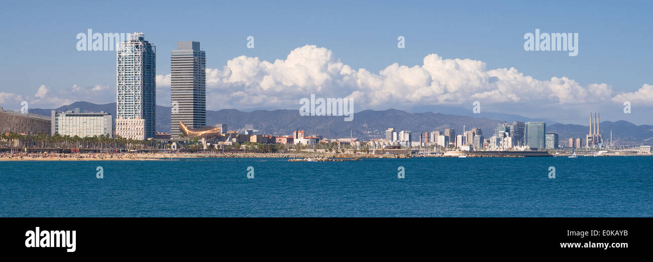 View of Barcelona from the sea. Stock Photo