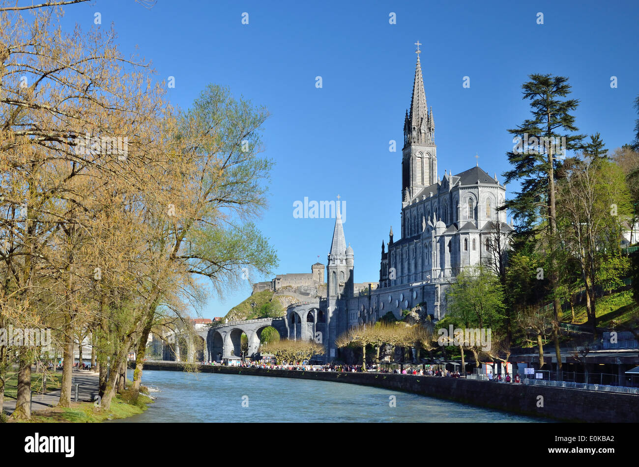 Upper church in Lourdes Stock Photo
