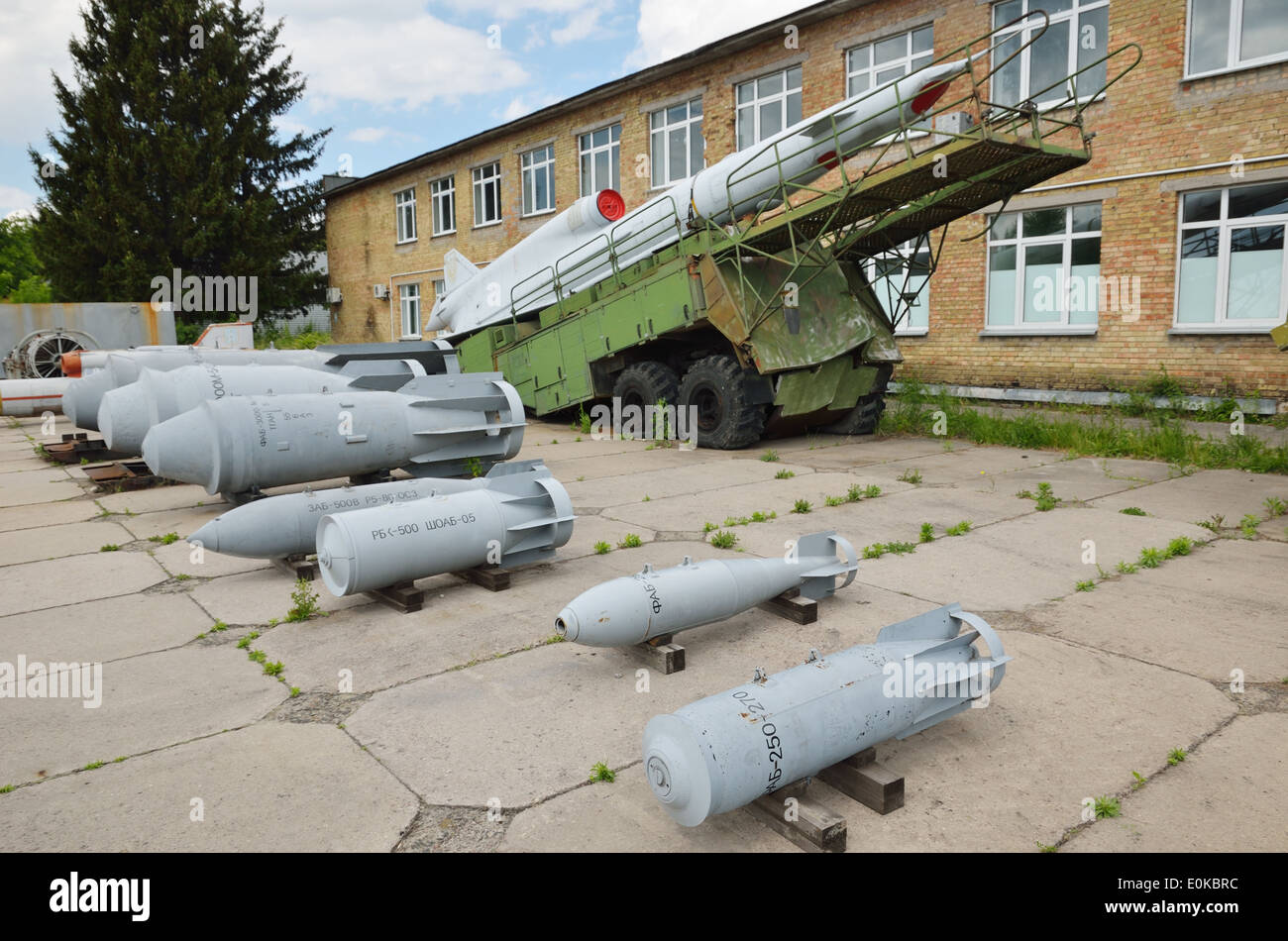 Air bombs and a missile launch pad Stock Photo