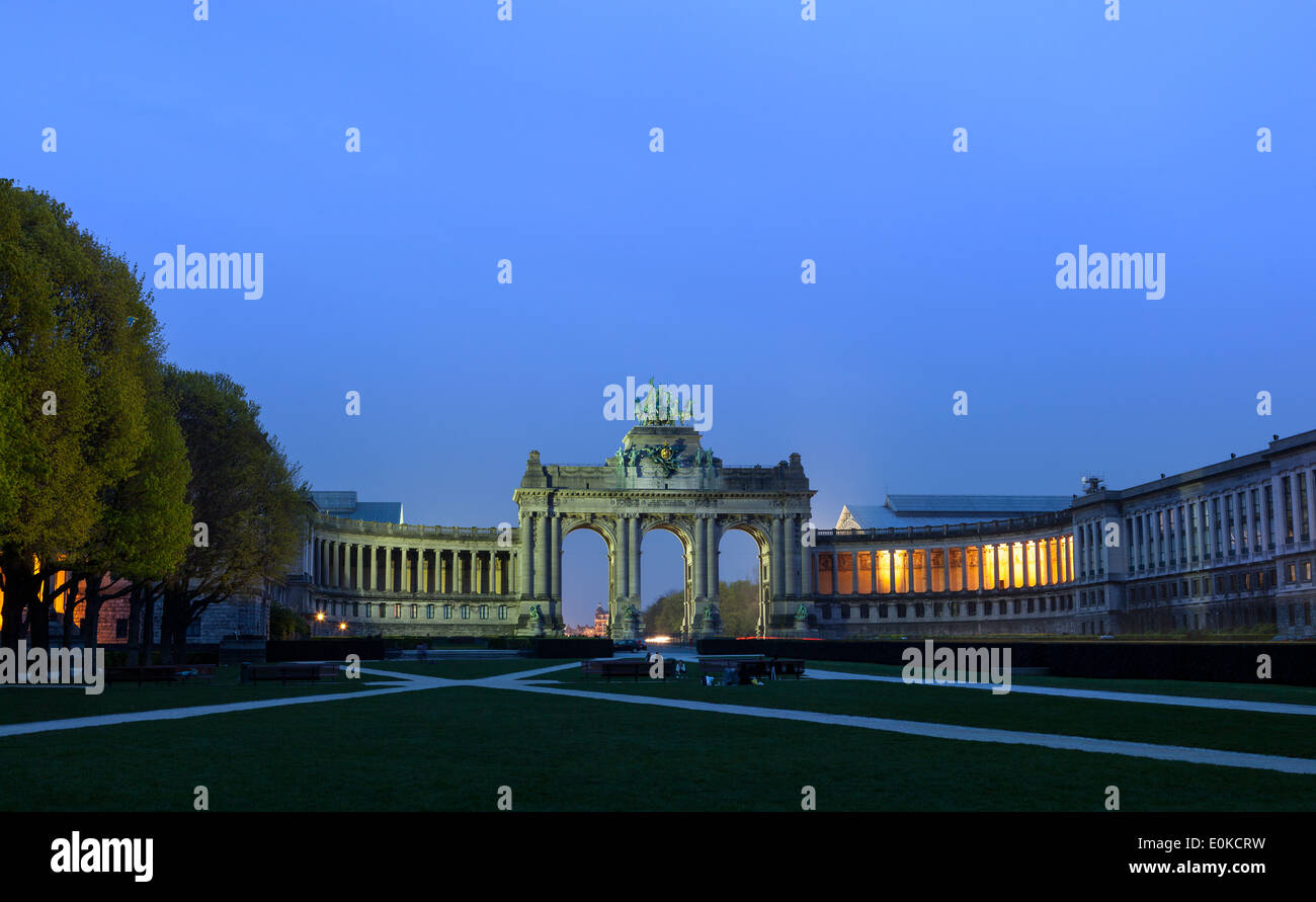 Arch de Triumph the famous landmark in Brussels Belgium at the Jubilee park. Stock Photo