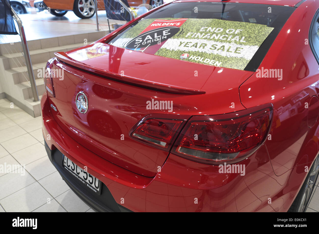 2014 holden vf commodore, sv6, for sale on a holden dealership in Sydney Stock Photo