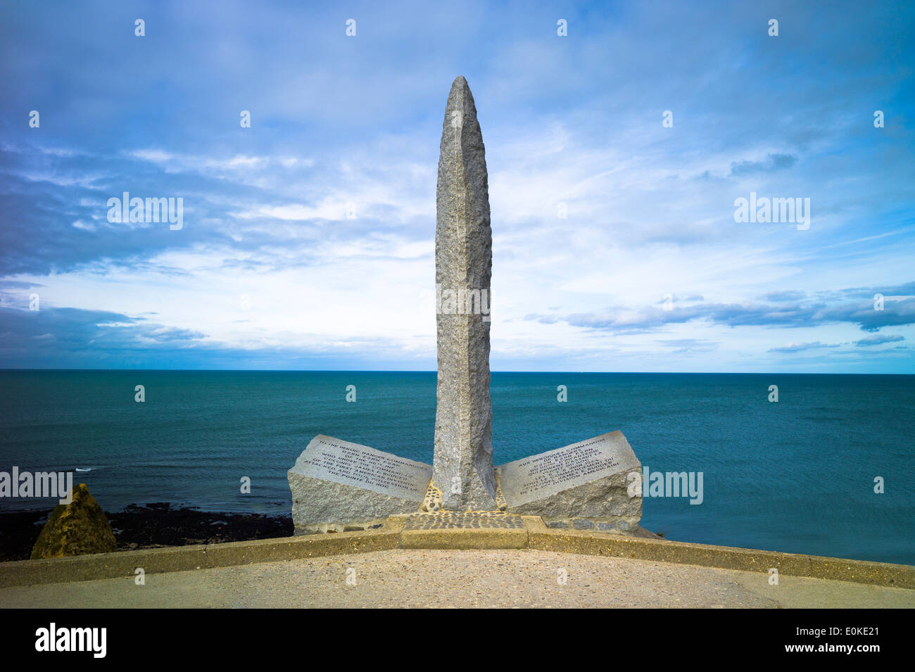 Memorial commemorating the dead of World War II at La Pointe du Hoc in Normandy, France Stock Photo