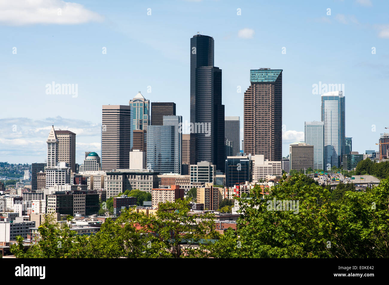 A view of the Seattle skyline from the south. Stock Photo