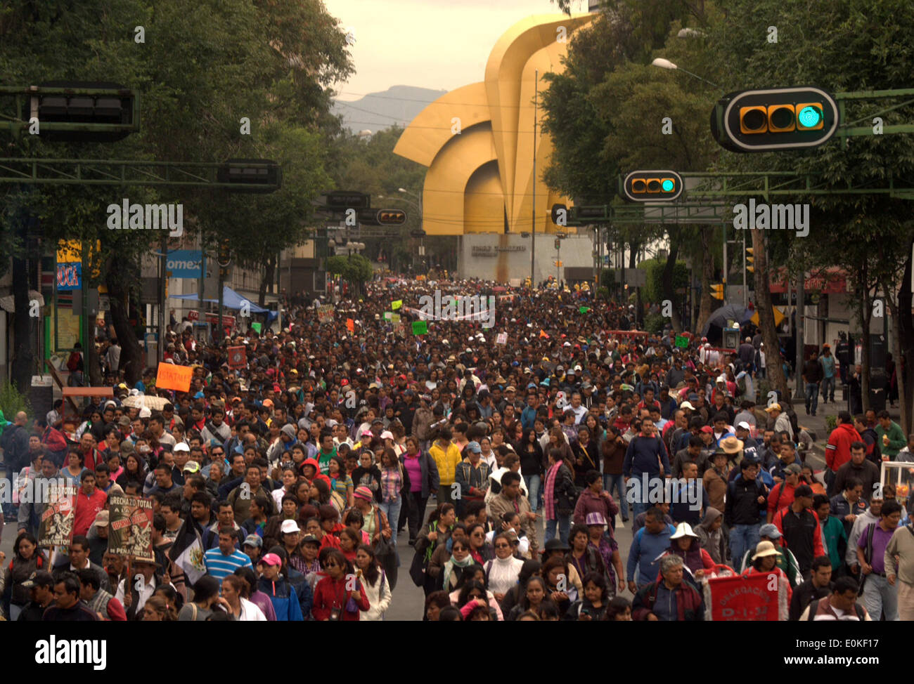 Mexico City, Mexico. 15th May, 2014. Teachers participate during a march to ask for the revocation of the new Educational Reform during the celebration of the Teachers' Day in Mexico City, capital of Mexico, on May 15, 2014. © Abdel Meza/Xinhua/Alamy Live News Stock Photo