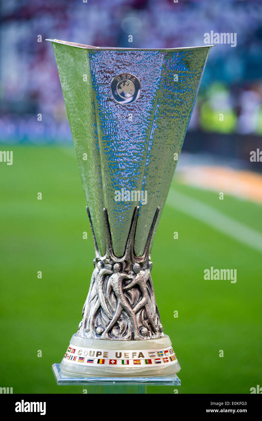 Turin, Italy. 14th May, 2014. UEFA Europa League trophy ...