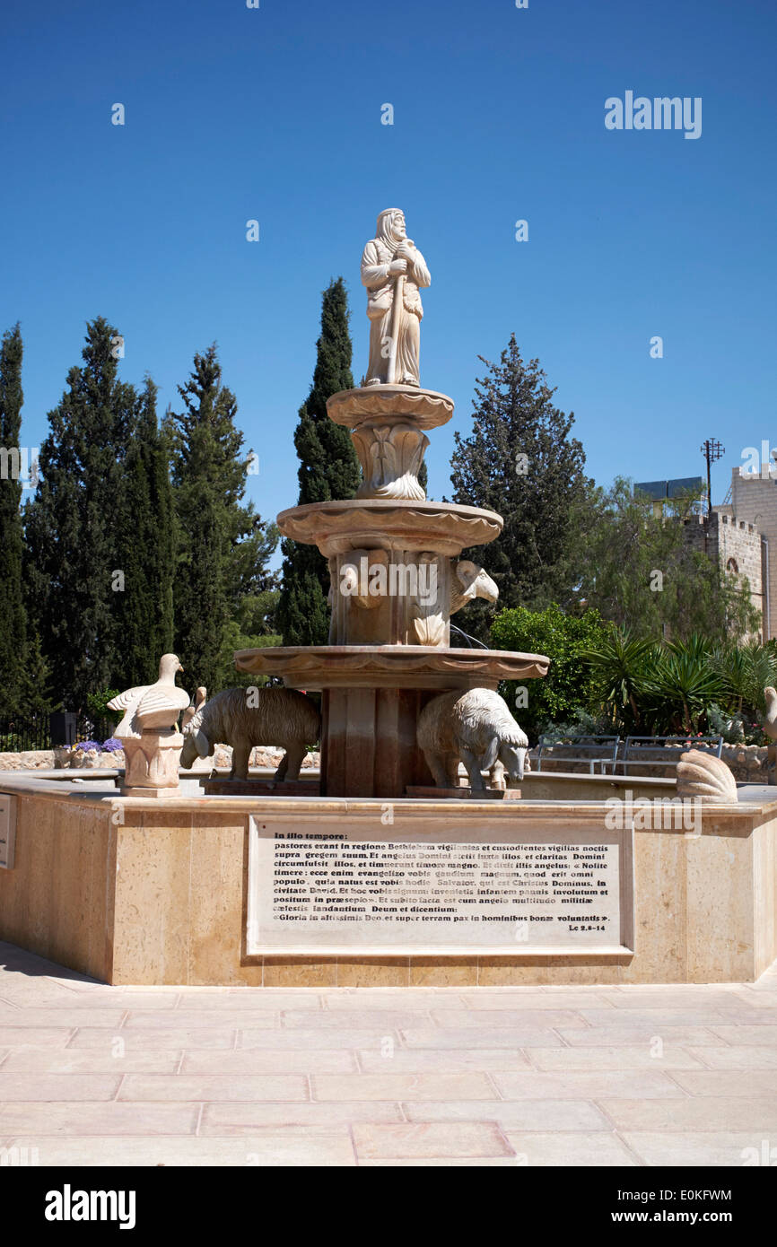 Monument at the Church of the Shepherds, Bethlehem, Israel, West Bank Stock Photo