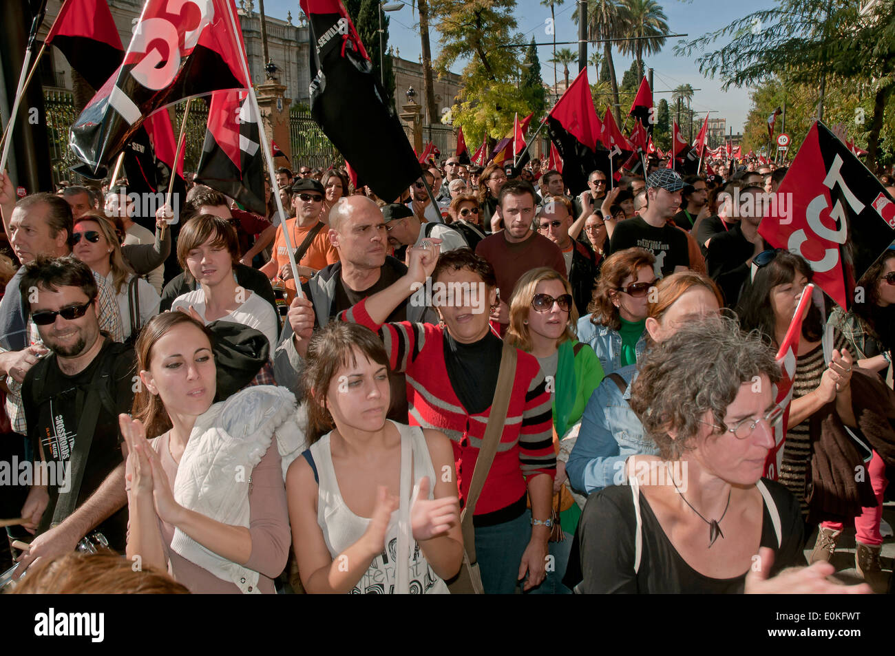 General strike, November 14, 2012, Seville, Spain, Europe Stock Photo