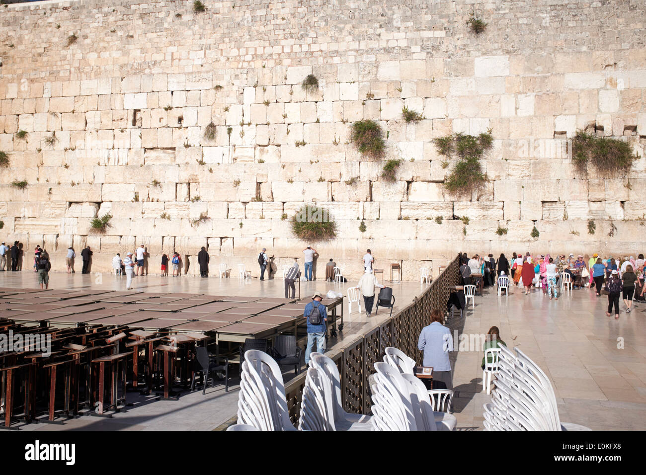 Wailing Wall, Jerusalem, Israel, with the partition between the sections  for men and women Stock Photo - Alamy