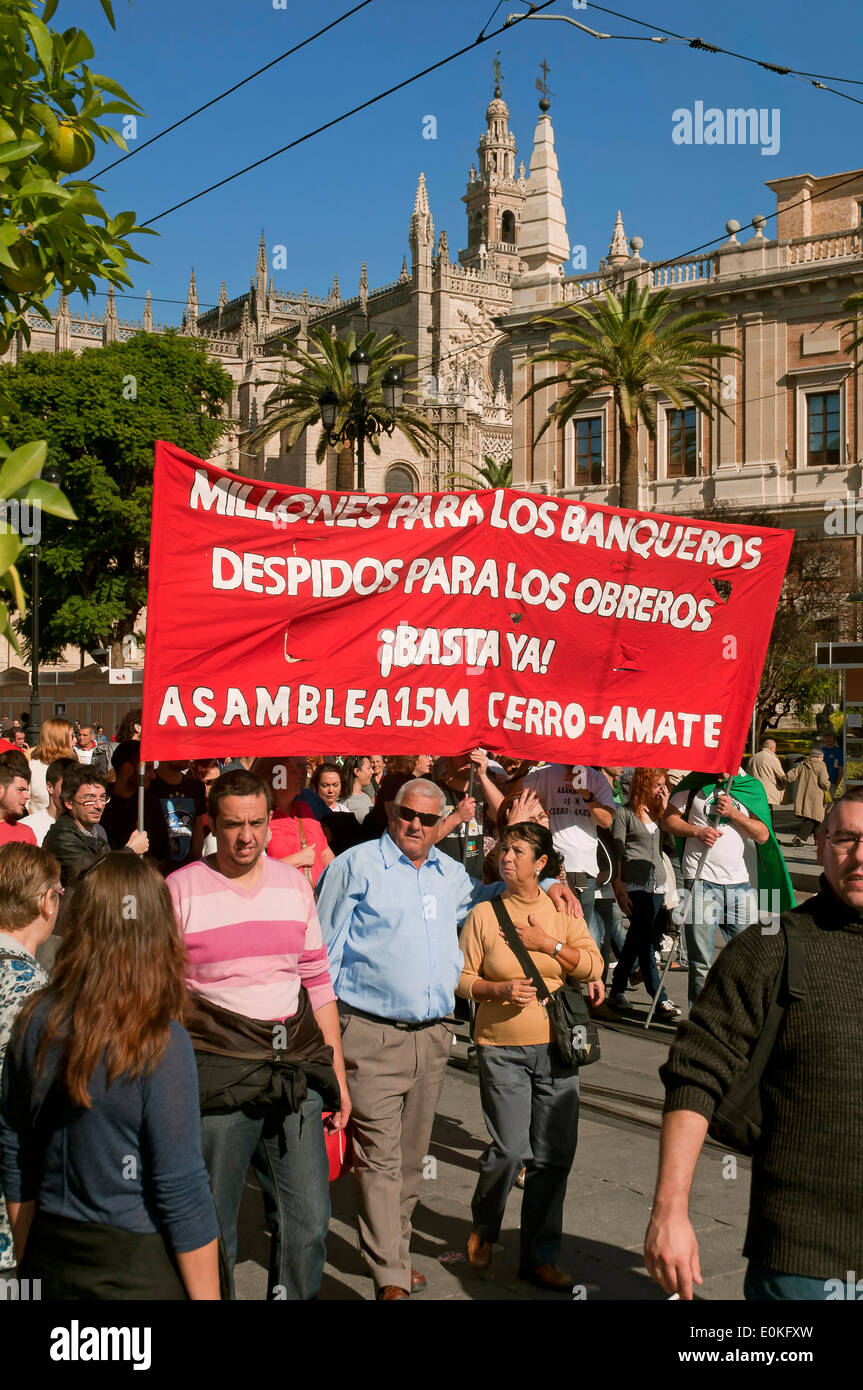 General strike, November 14, 2012, Seville, Spain, Europe Stock Photo