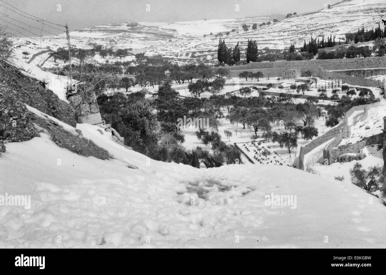 Snow covered Jerusalem, Israel, circa 1821 Stock Photo