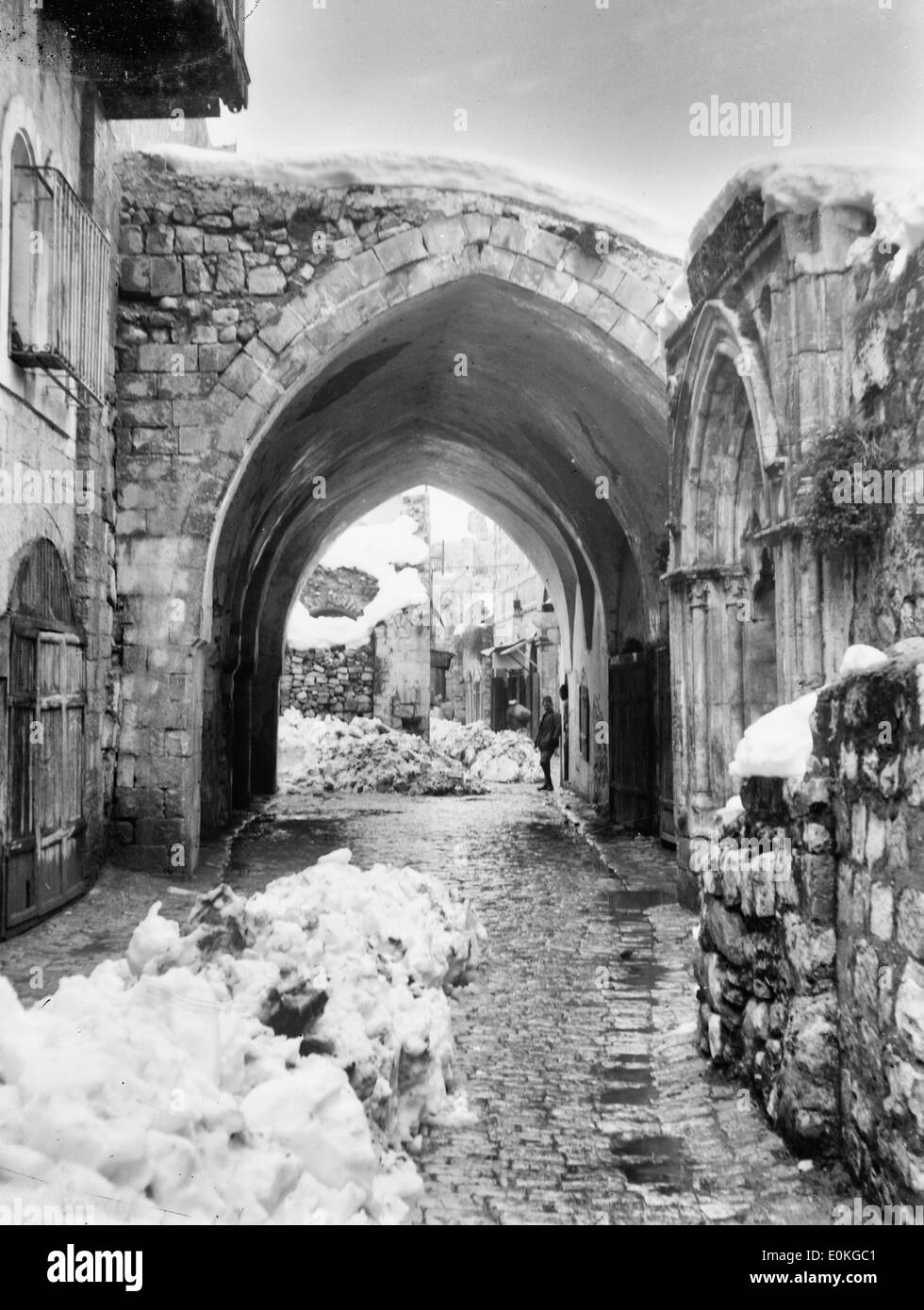 Jerusalem, Israel in snow,  1921 Stock Photo