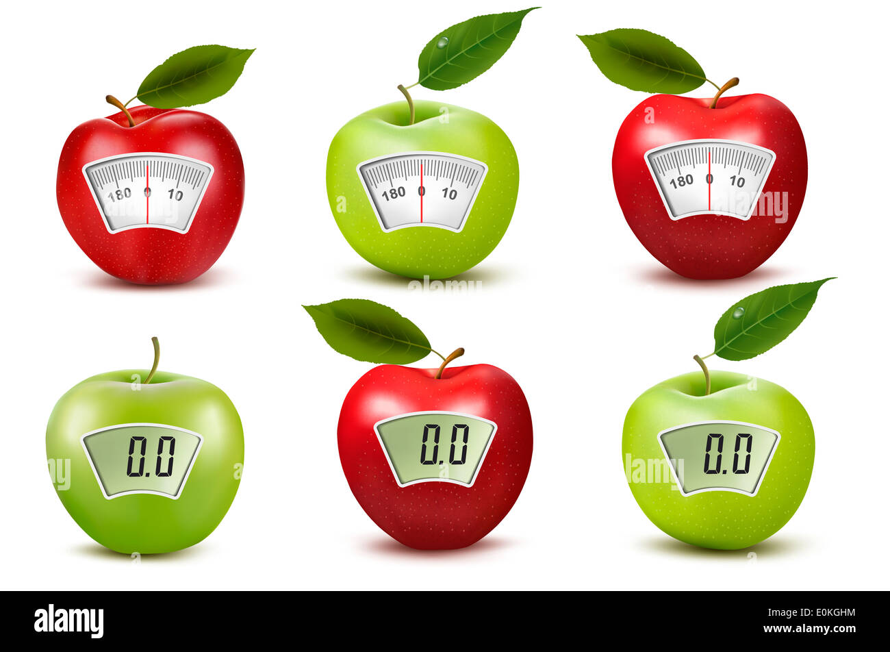 Set of apples with weight scales. Diet concept. Vector Stock Photo Alamy