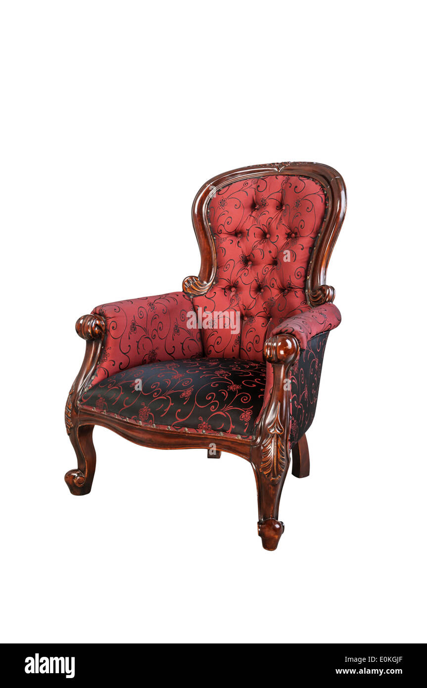 Vintage red silk cloth chair isolated on white background Stock Photo -  Alamy