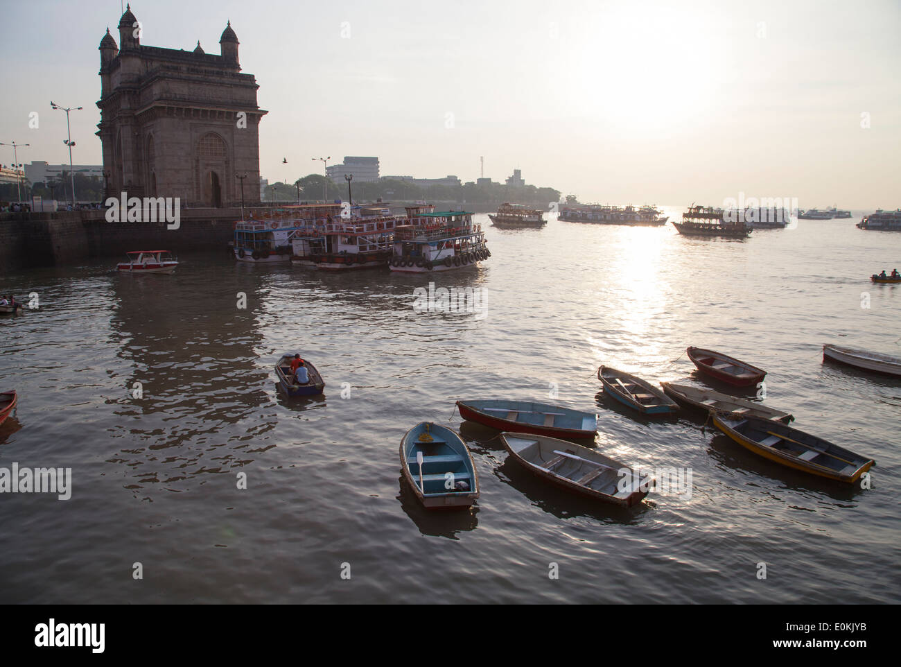 Sunrise over the Gateway of India, Mumbai, which was built for the royal visit of King George V in 1911. Stock Photo