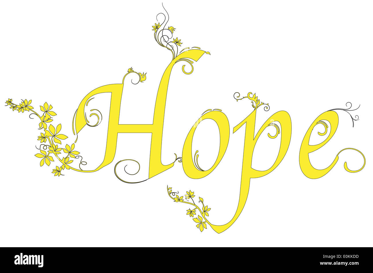 The word hope in floral script over a white background. Stock Photo