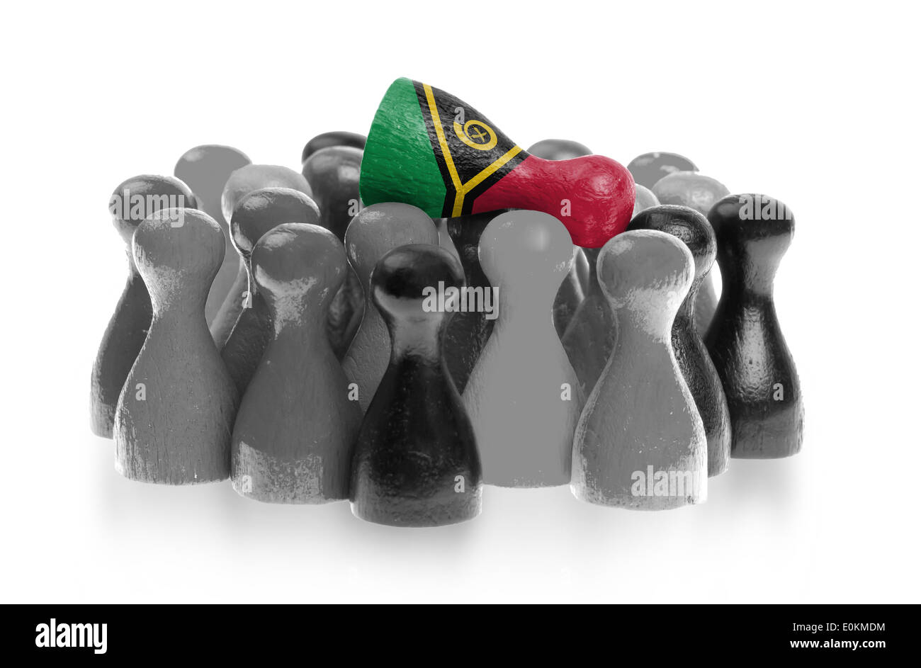 One unique pawn on top of common pawns, flag of Vanuatu Stock Photo