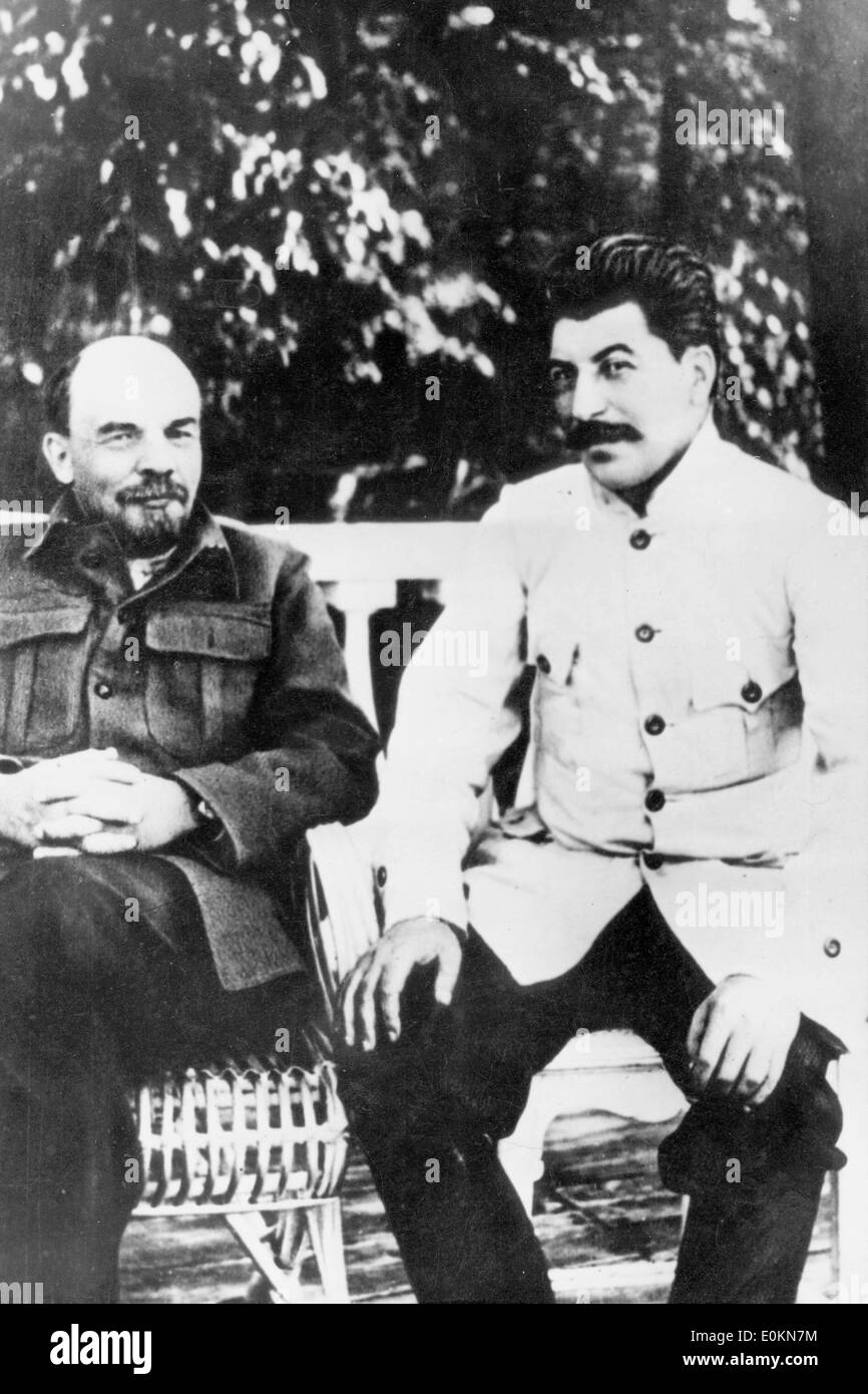 Joseph Stalin and Lenin after the Revolution of October Stock Photo