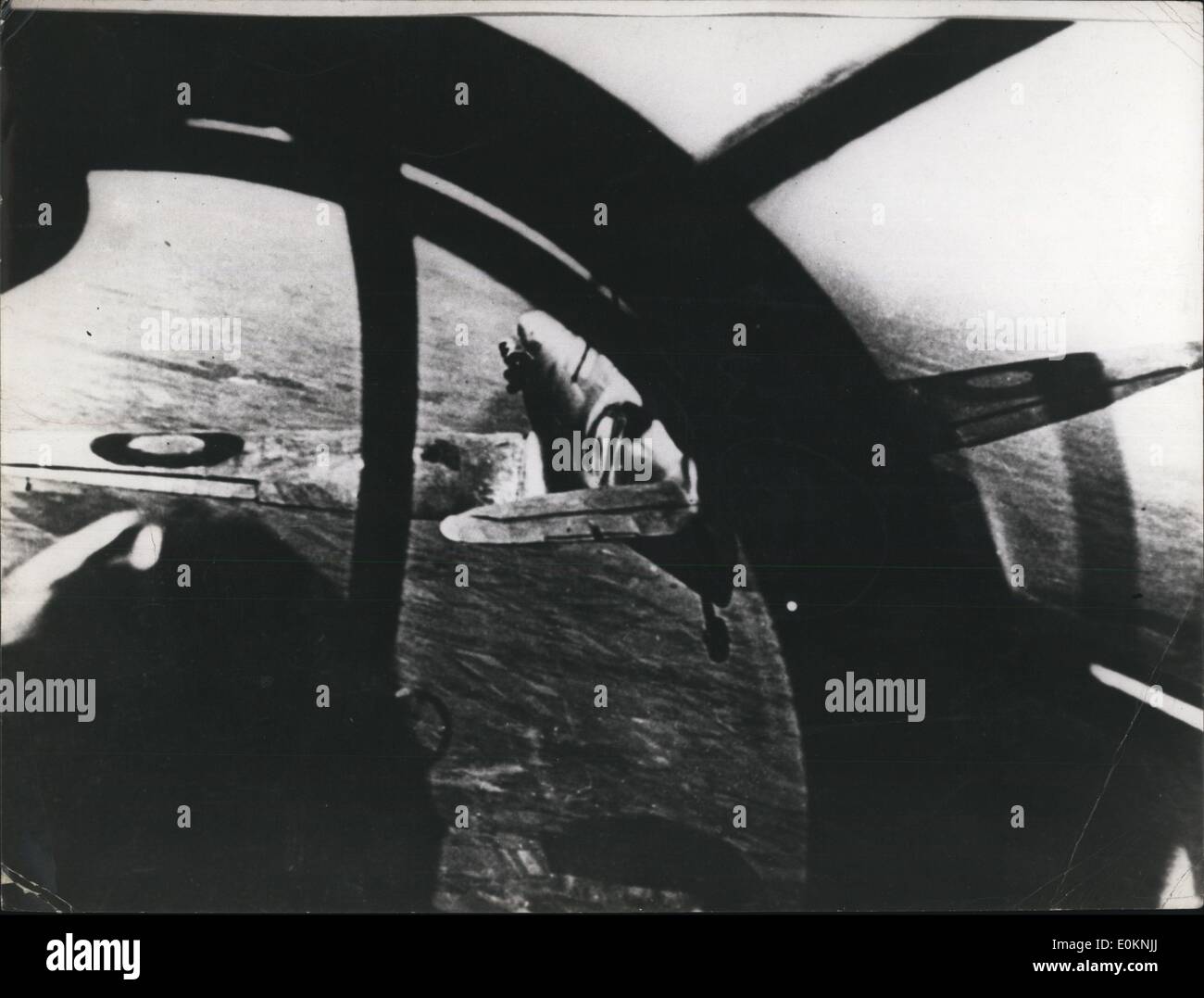 Jan 1, 1940 - Heinkel III swoops down on spitfire exact date unknown Stock Photo