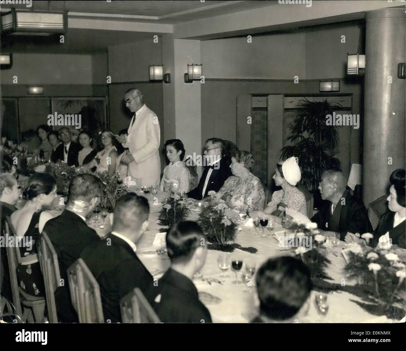 Jul. 07, 1940 - Undying Friendship: The Nakahama-Whitefield Epic The American Ambassador, Mr. Joseph C. Crew, lauding the constancy of the Nakahamas' remembrance of Captain Whitfield's deed in a speech delivered at the centenary reunion diner. Mrs. Kiyoshi Nakehama, hostess of the evening, is shown at his left. Stock Photo