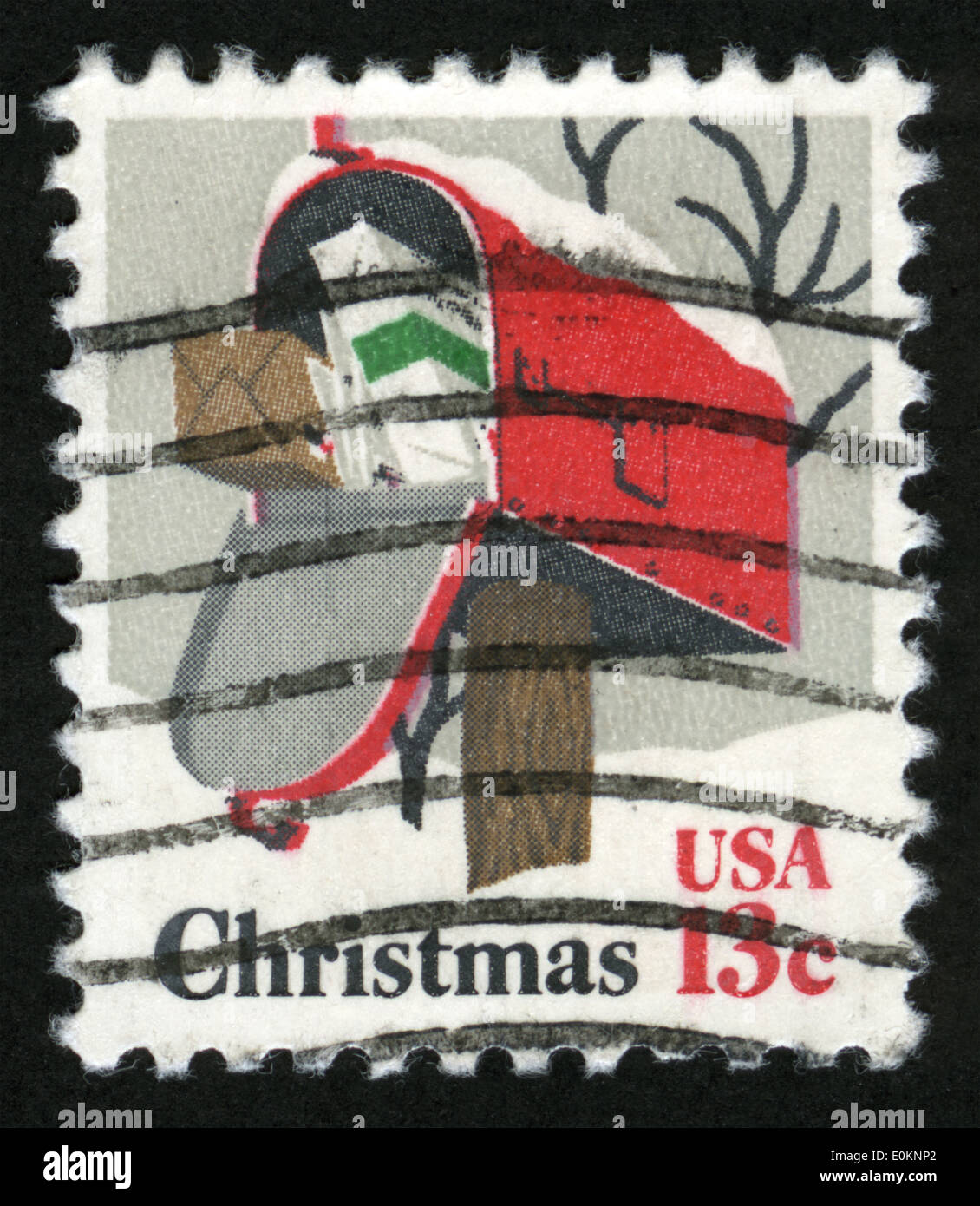 US,circa 1977, postage stamp, Christmas,mailbox Stock Photo Alamy