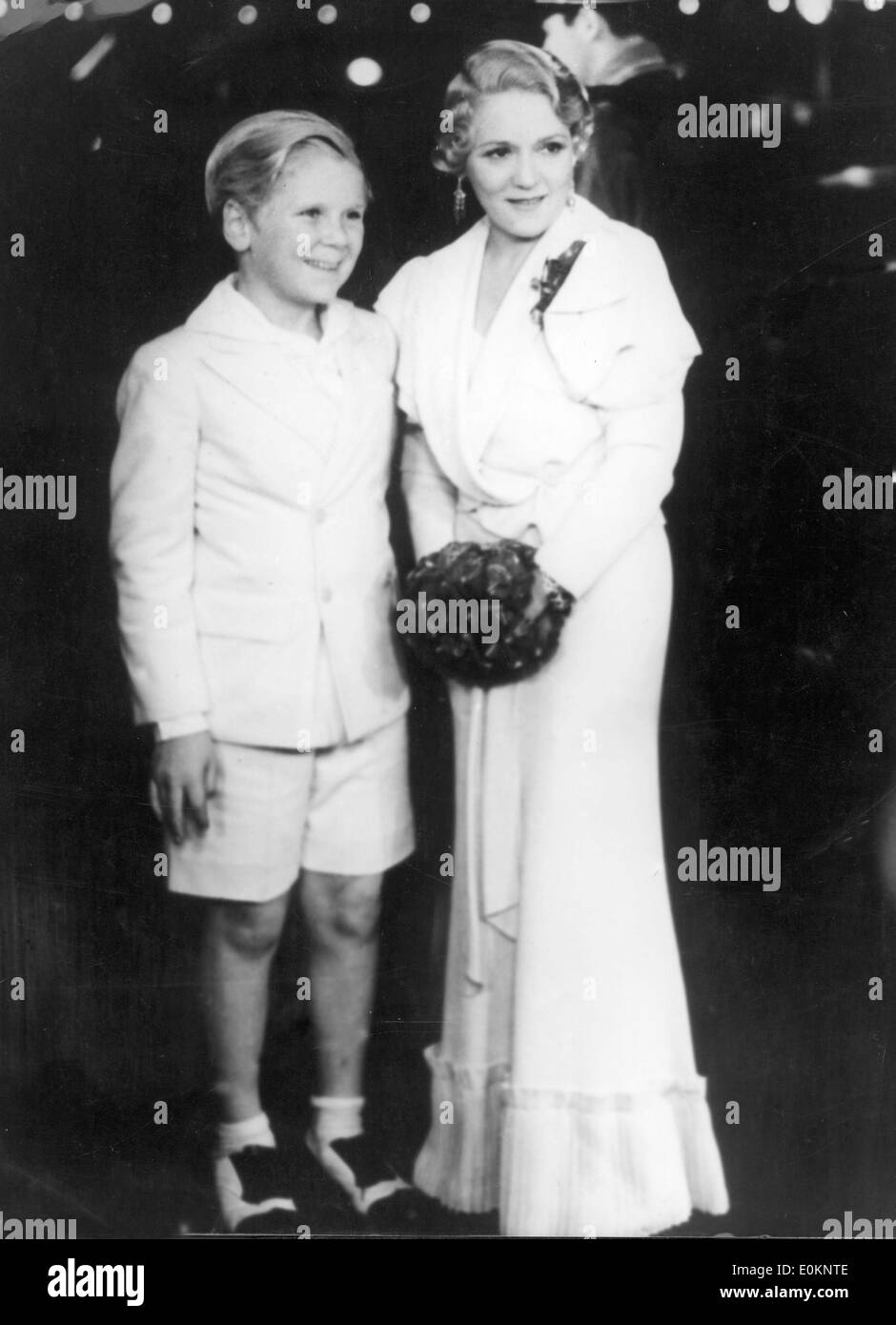Actress Mary Pickford and actor Jackie Cooper during opening night of 'The Bowery' Stock Photo