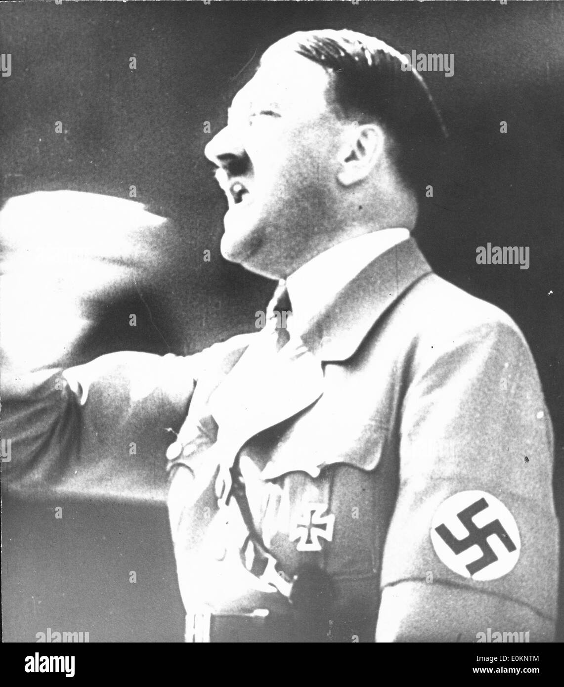 Adolf Hitler giving a powerful speech Stock Photo