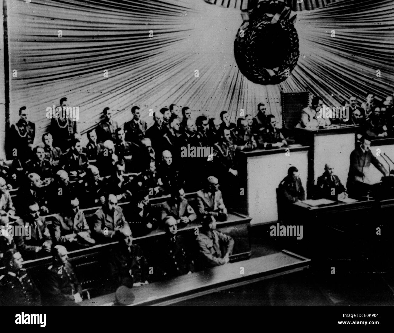 Adolf Hitler during his speech at the Kroll Opera House Stock Photo