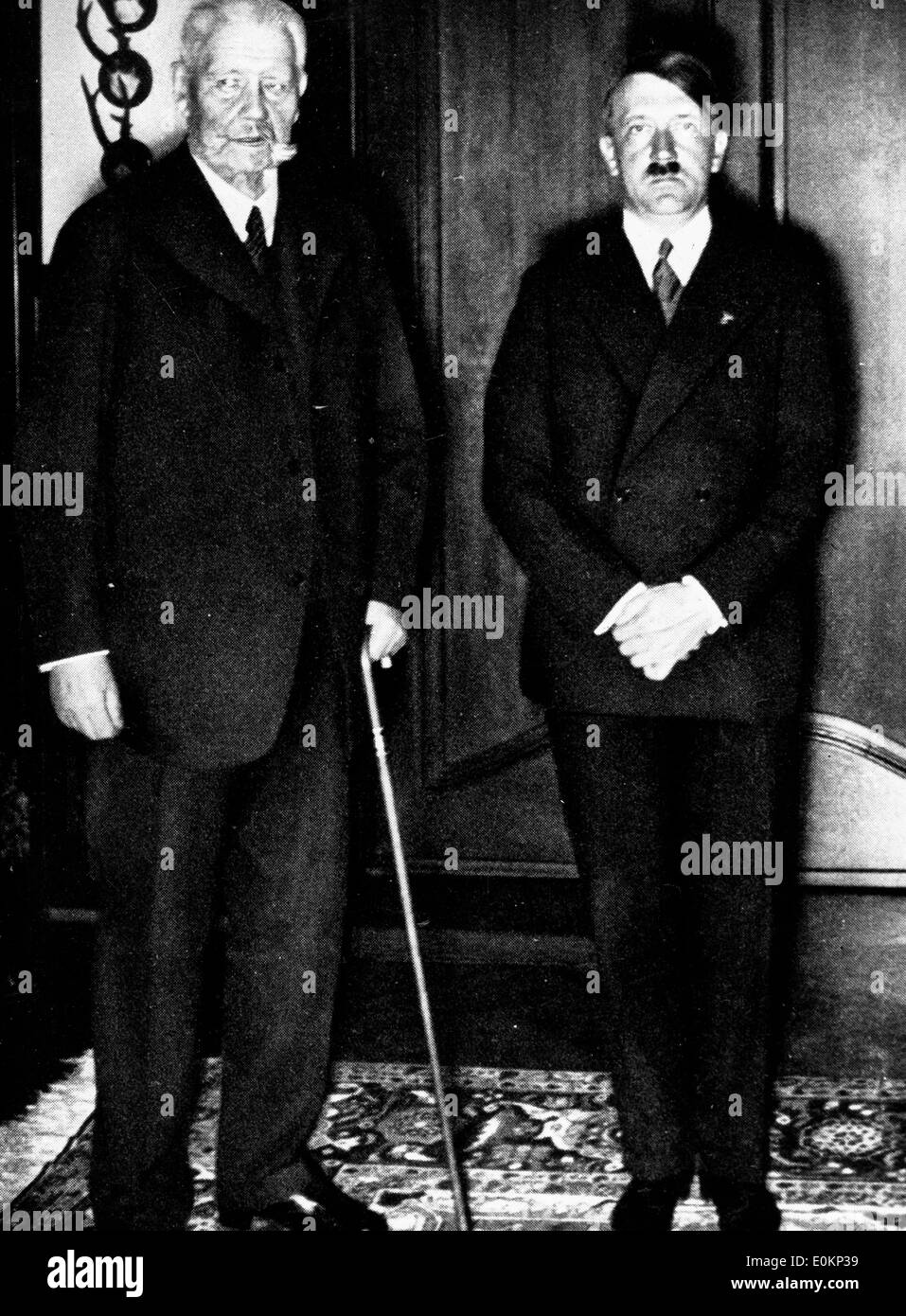 Paul Von Hindenburg accepts Hitler as Chancellor of Germany Stock Photo