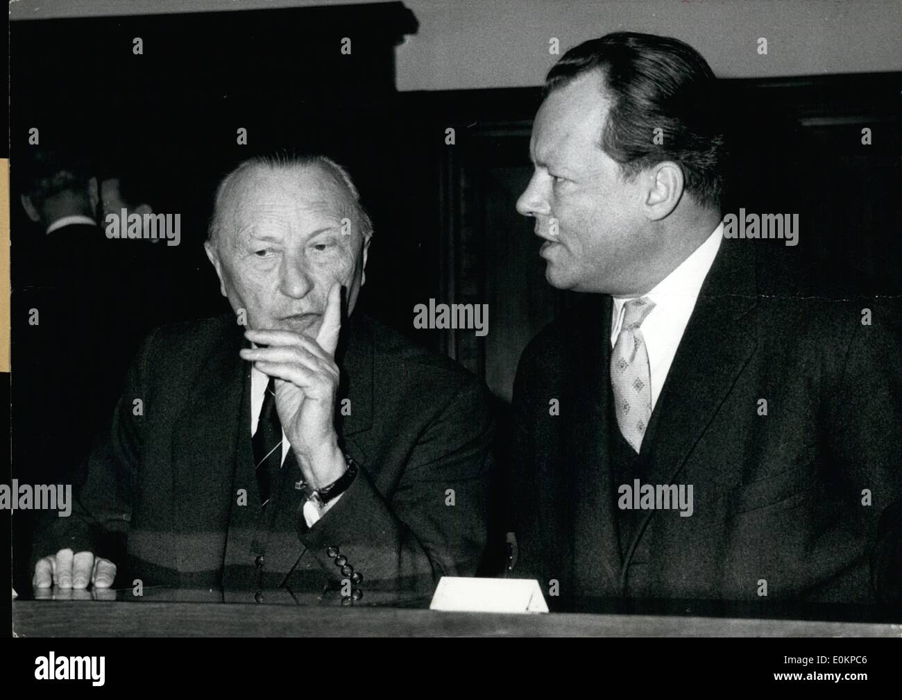 Jan. 01, 1936 - During his 2 days visit to Berlin, Chancellor Dr. Adenauer also spoke before the Berlin senate. He is seen here Stock Photo