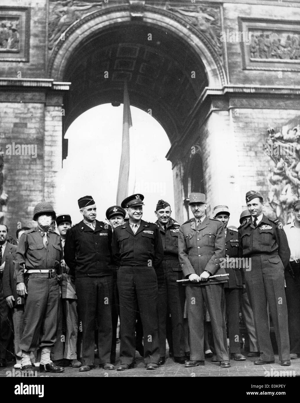 President Eisenhower under Arch de Triomphe Stock Photo