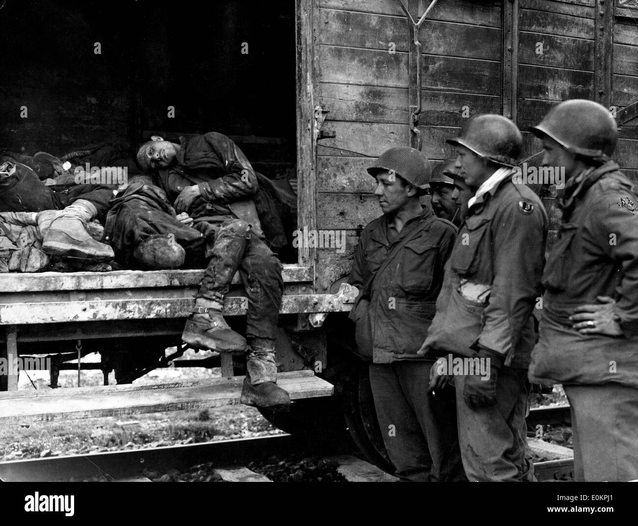 Polish prisoner died sitting upright in a goods wagon Stock Photo