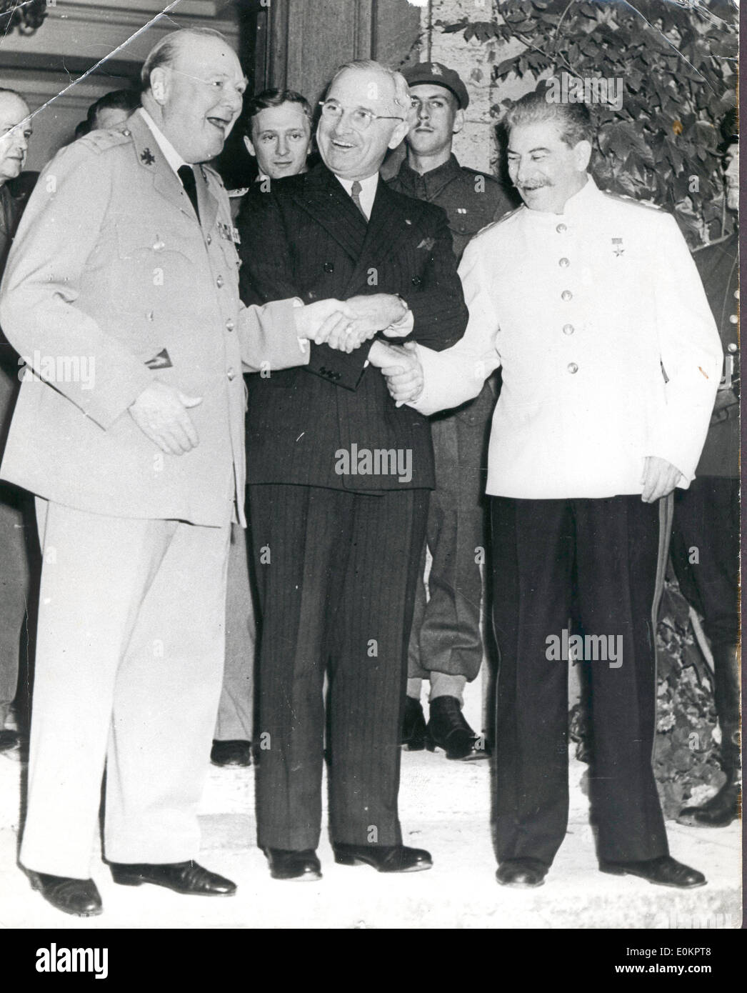 President Harry S. Truman with Sir Winston Churchill and Marshal Joseph Stalin Stock Photo