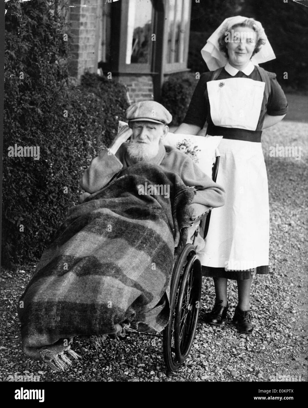 Playwright George Bernard Shaw sick with his nurse Stock Photo