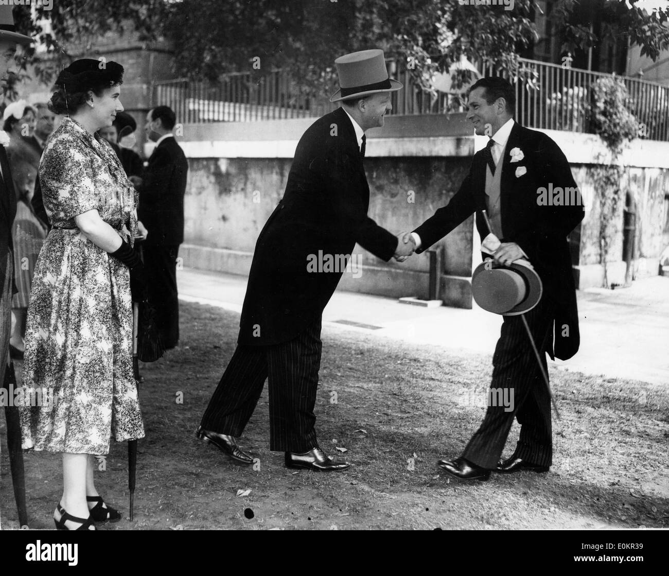 Actor Laurence Olivier and R.A. Butler at a Garden Party Stock Photo
