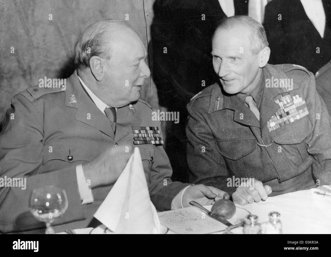 Sir Winston Churchill chats with General Montgomery Stock Photo