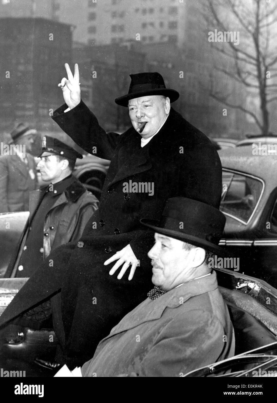 Sir Winston Churchill ride with Grover Whalen Stock Photo