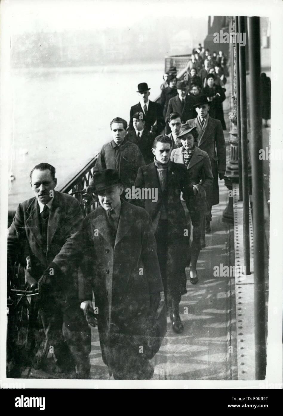 Mar. 30, 1939 - people walking to work as a result of  Bent explosion. Stock Photo