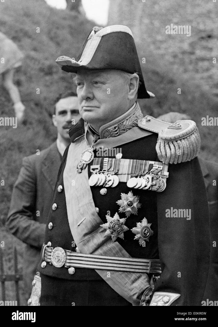 Sir Winston Churchill in military dress Stock Photo