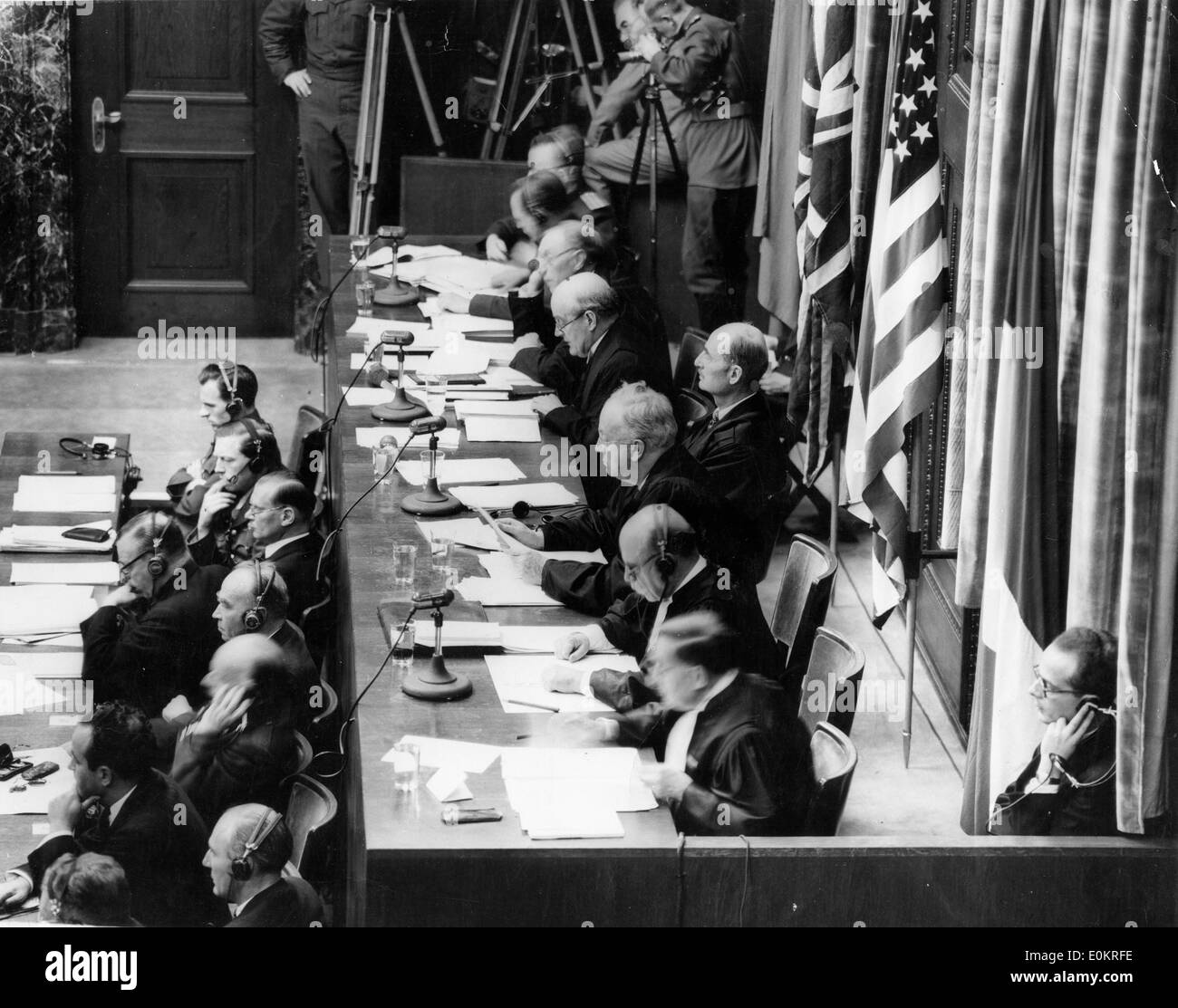 The judges at Nuremberg announcing the individual verdicts on the War Criminals Stock Photo