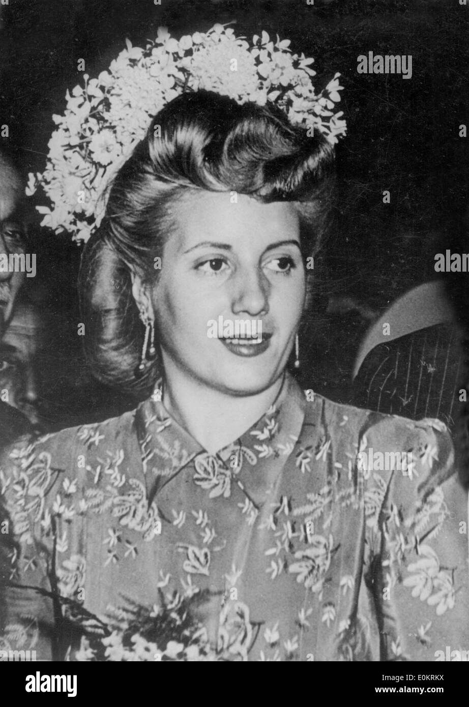 Close-up of First Lady of Argentina Eva Peron Stock Photo