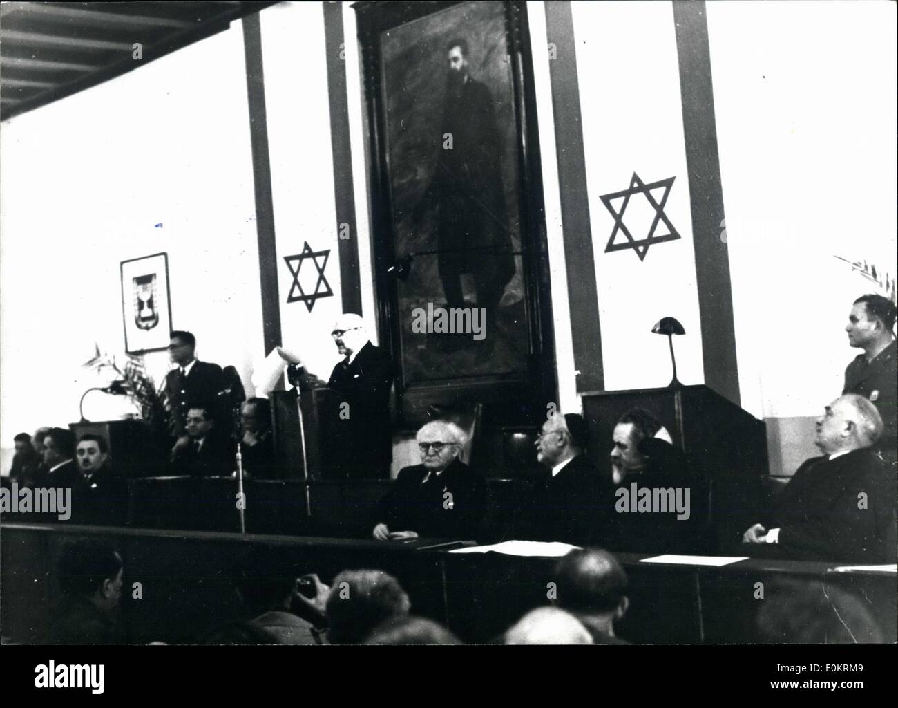 Feb. 18, 1949 - Israel President, Chaim Weizmann at a conference Stock Photo