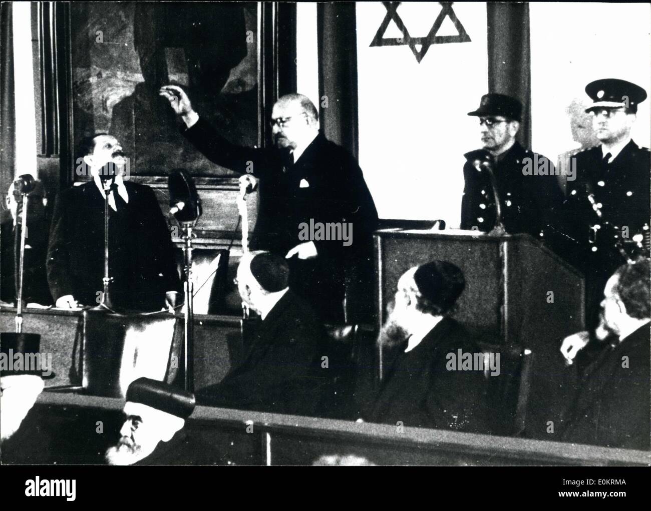 Feb. 20, 1949 - Israel President, Chaim Weizmann at a conference Stock Photo