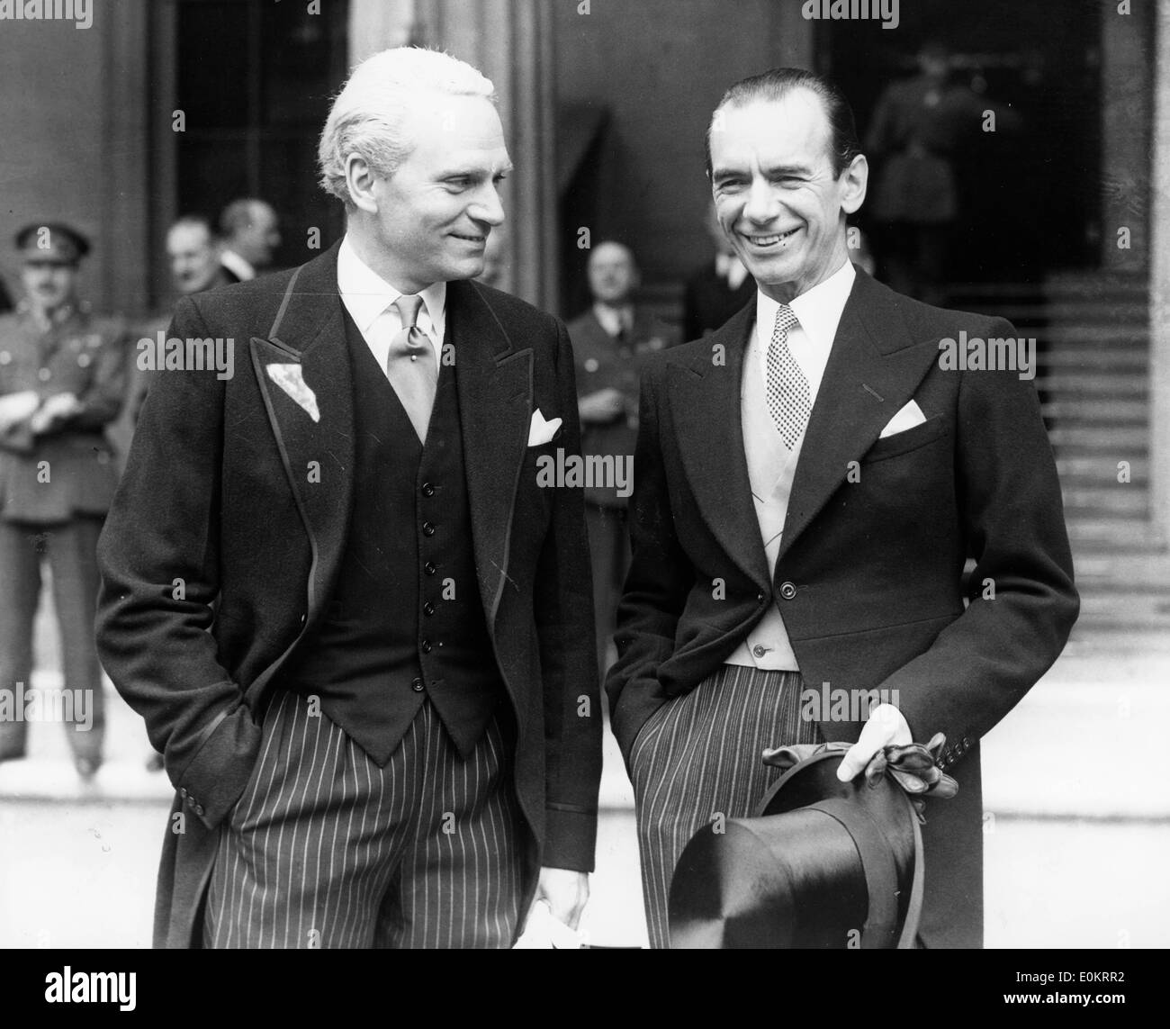 Actor Laurence Olivier with Malcolm Sargent after being knighted Stock Photo