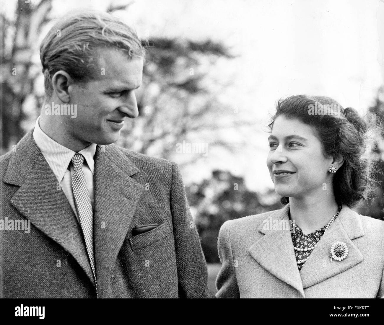 Queen Elizabeth II and Prince Philip on their honeymoon Stock Photo