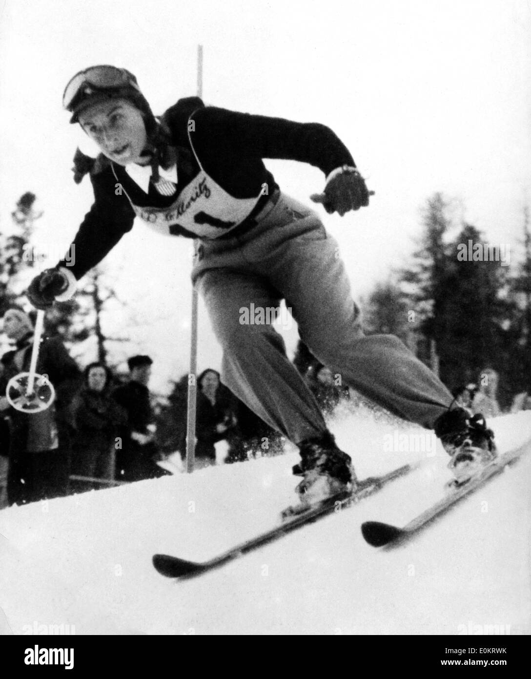 Skier Gretchen Fraser competes in Olympics Stock Photo