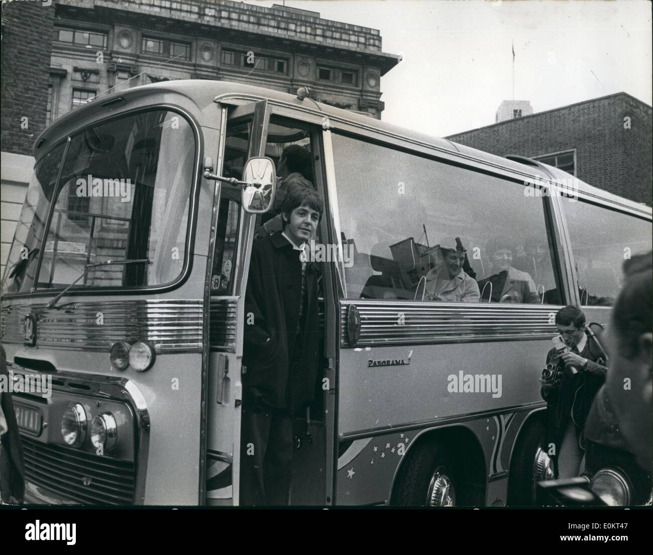 Jul. 07, 1948 - The Beatles are off on a ''Magical Mystery Tour'': The four most famous pop stars in the world are off on a three weeks four of England in a motor coach, with them goes a film unit and their own staff. The Beatles are filming a short epic of their own creation which will be seen in the Winter months. Great secrecy surrounded the departure from London. only one of the Beatles turned up. The other three met the motor coach some way out of London. Paul McCartney, however, the goodboy, arrived, only to find that the coach was hour late Stock Photo