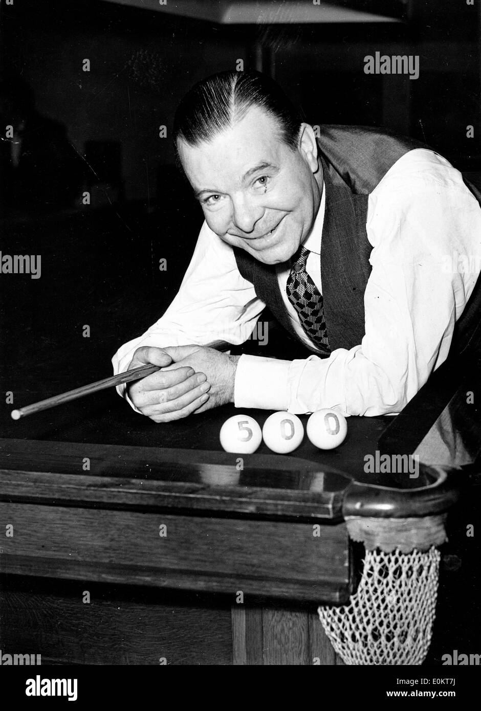 Jan. 01, 1950 - File Photo: circa 1940s-1950s, location unknown. JOE DAVIS with pool billiards. Stock Photo
